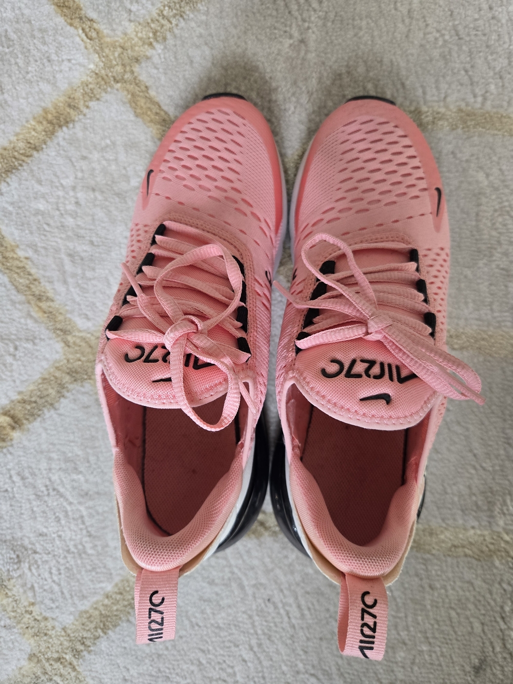 Nike Air Max 270 GS 'Bleached Coral' Pink/Black Running Shoes - Picture 5 of 9